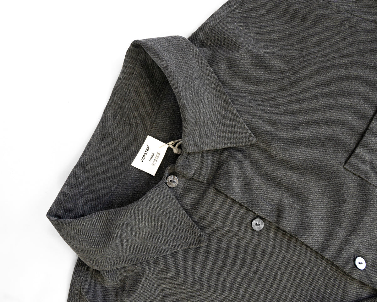 Camisa Gris Rata Corte Holgado Manga Larga