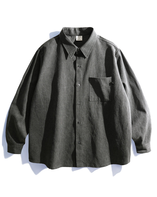 Camisa Gris Rata Corte Holgado Manga Larga