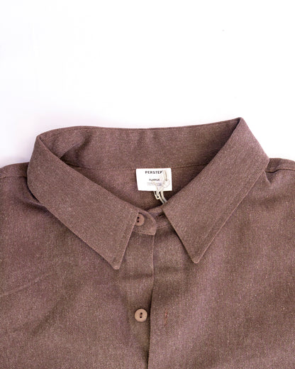 Camisa Ladrillo Quemado Corte Holgado Manga Larga