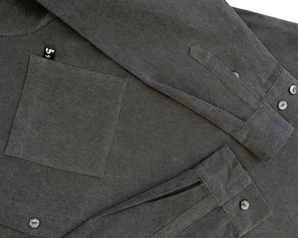 Camisa Gris Rata Corte Holgado Manga Larga