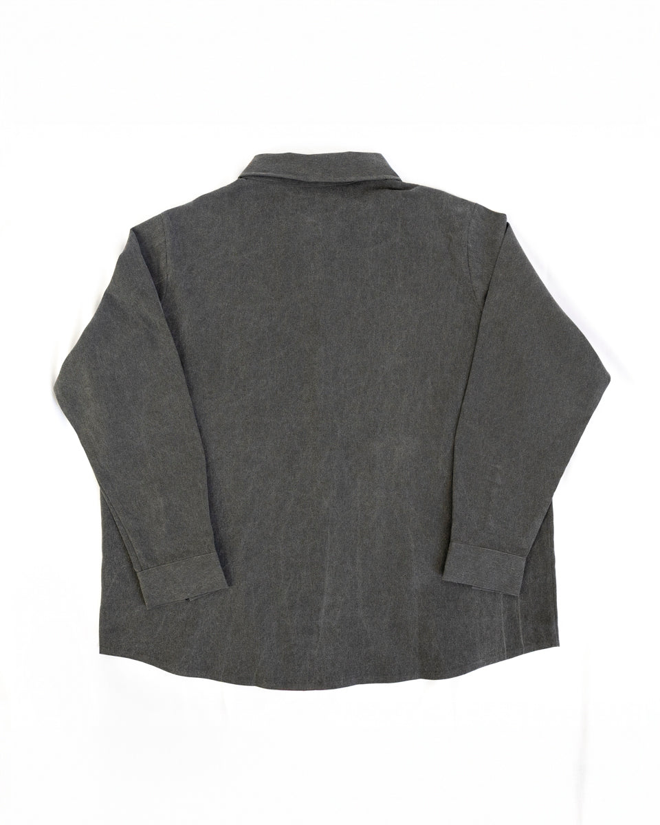 Camisa Gris Rata Corte Holgado Manga Larga