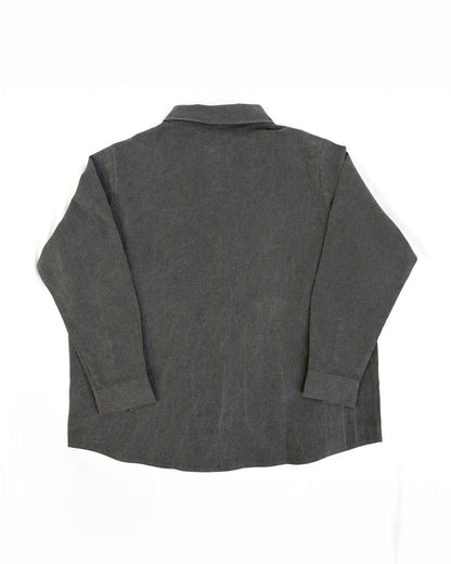 Camisa Gris Rata Corte Holgado Manga Larga