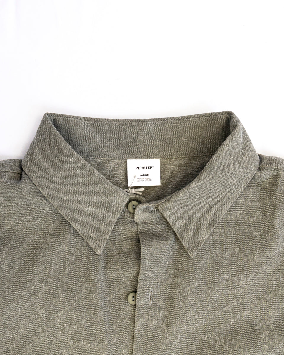 Camisa Verde Caqui Corte Holgado Manga Larga