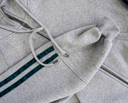 Hoodie Gris Con Cierre detalle en manga