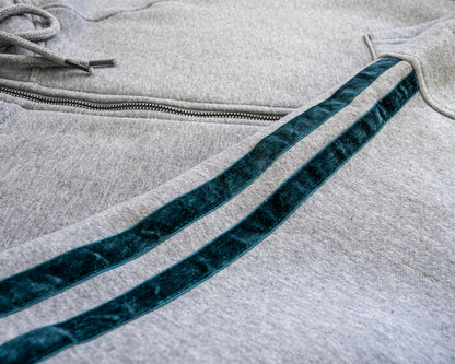 Hoodie Gris Con Cierre detalle en manga