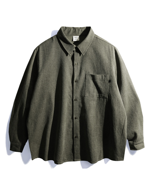 Camisa Verde Caqui Corte Holgado Manga Larga